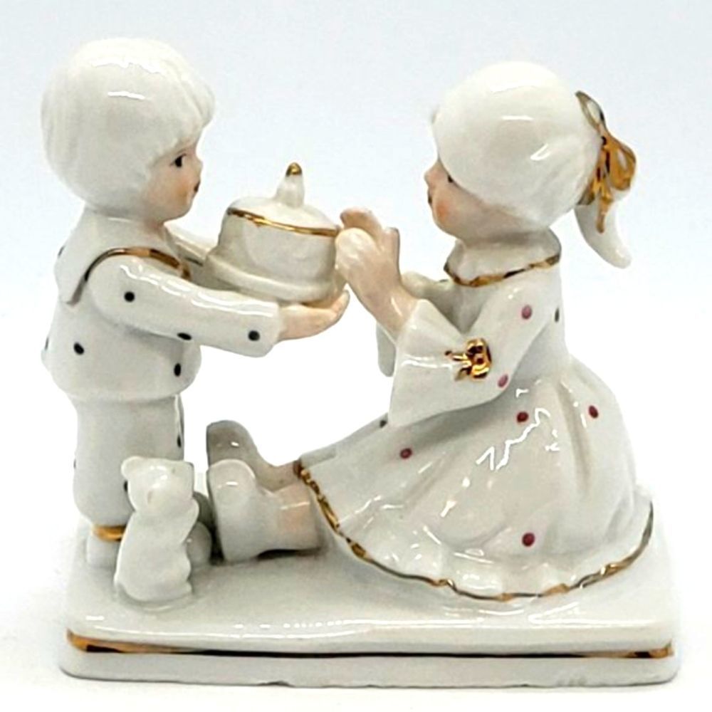 Giftcraft Korea Vintage Approx. 1960s Porcelain Girl Boy Birthday Figure